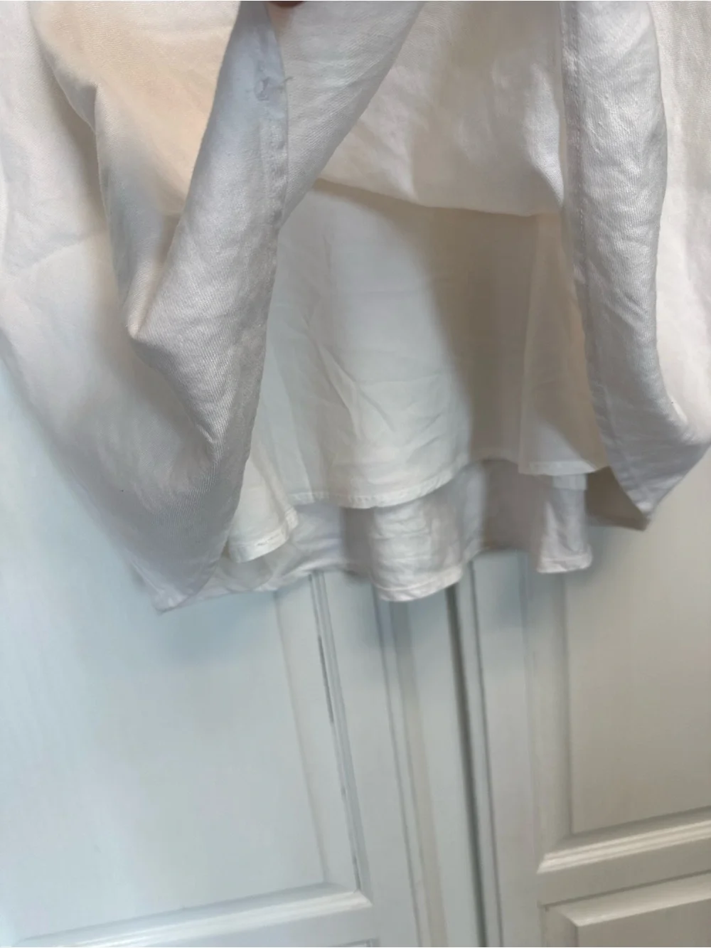 Anthropologie White Linen-Blend Mini Skirt